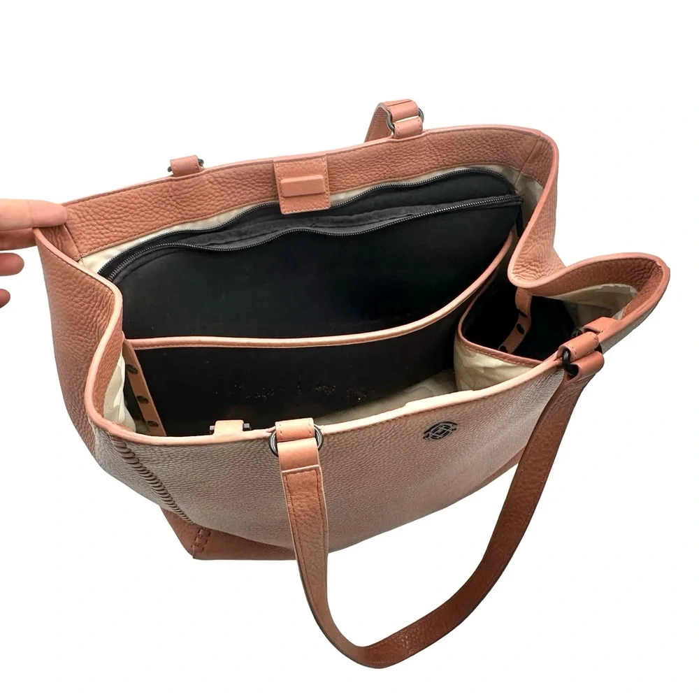 DAGNER DOVER - ALLYN soft pink pebble leather tote bag - laptop compartment
